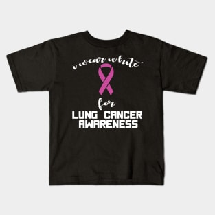 i wear white for lung cancer awareness Kids T-Shirt